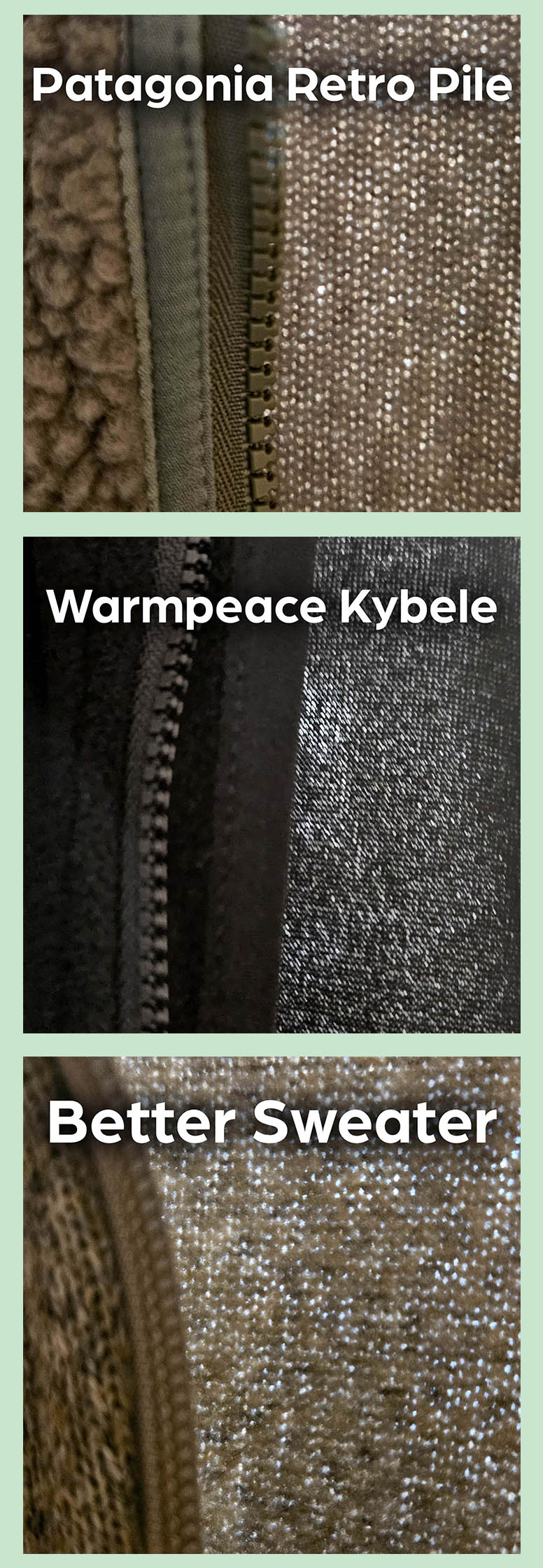 Drei klassische Fleece Materialien